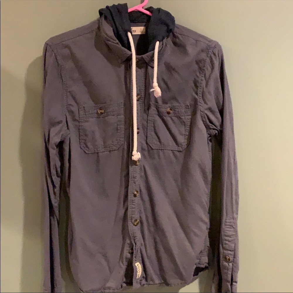 Hollister Clobberstones Hooded button down hoodie casual S small shirt NEW